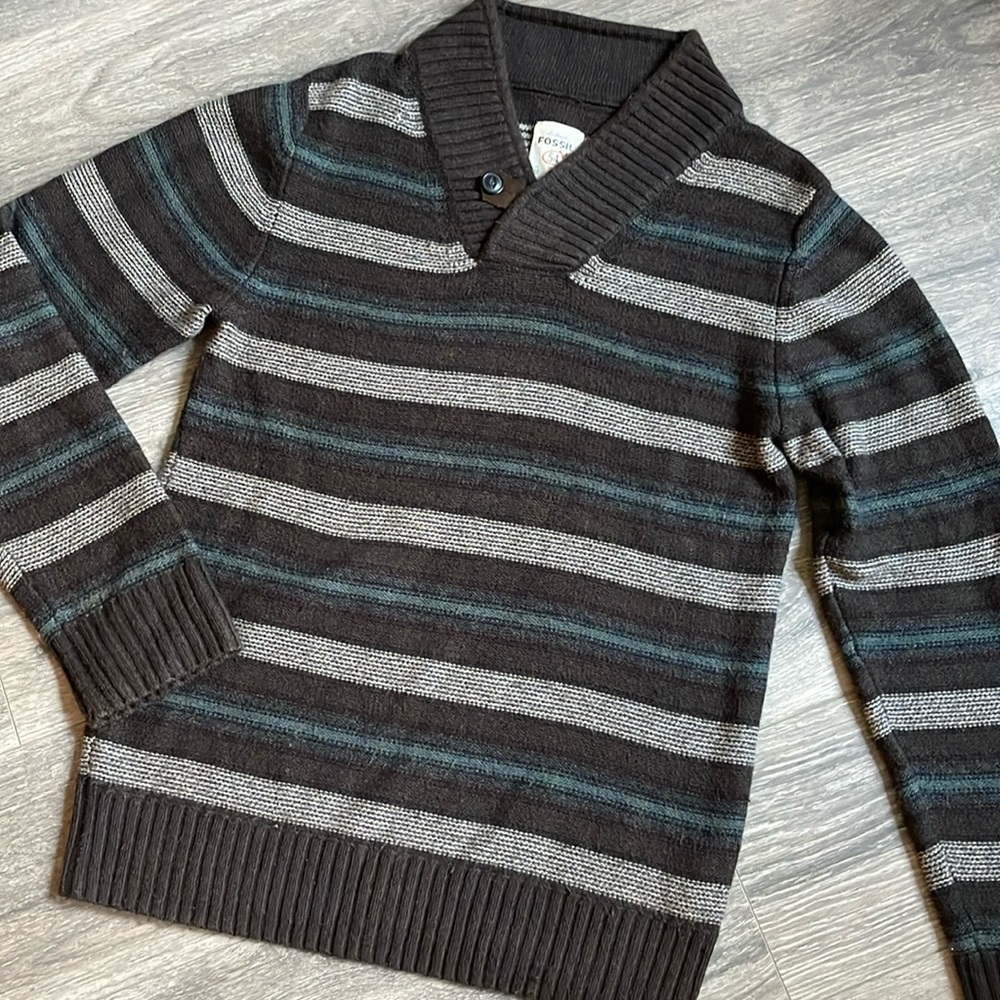 Men’s striped Fossil Sweater v-neck long sleeve